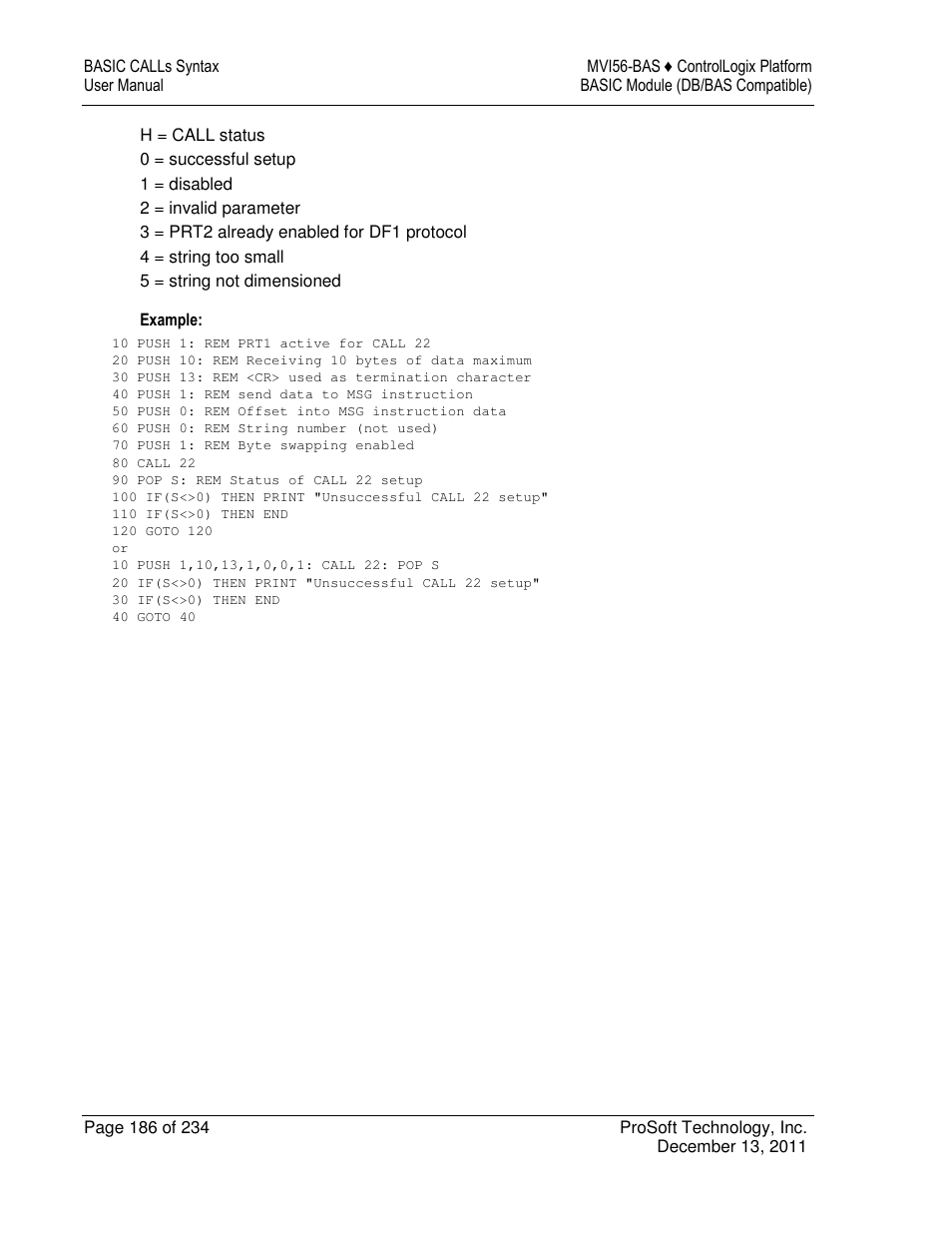 ProSoft Technology MVI56-BAS User Manual | Page 186 / 234