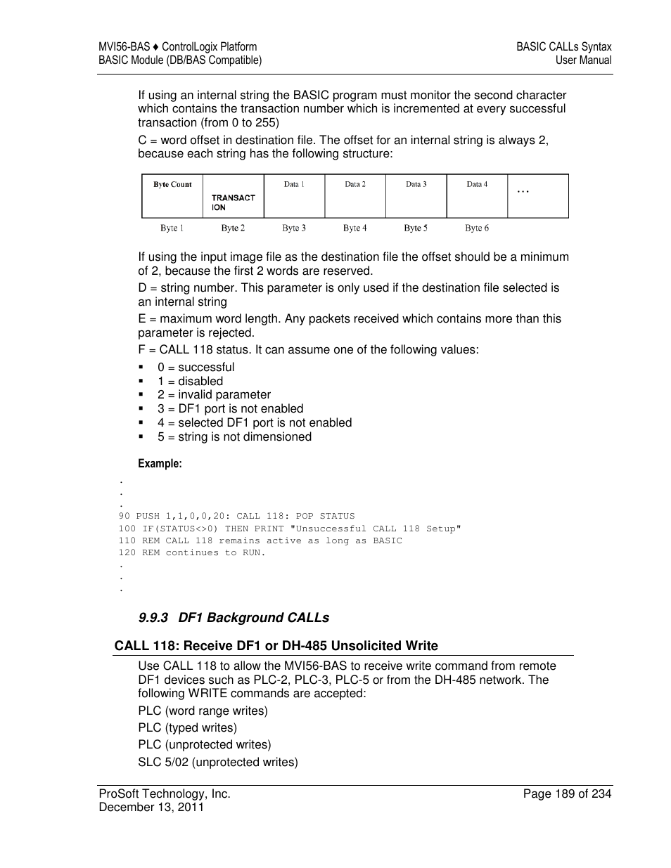 ProSoft Technology MVI56-BAS User Manual | Page 189 / 234