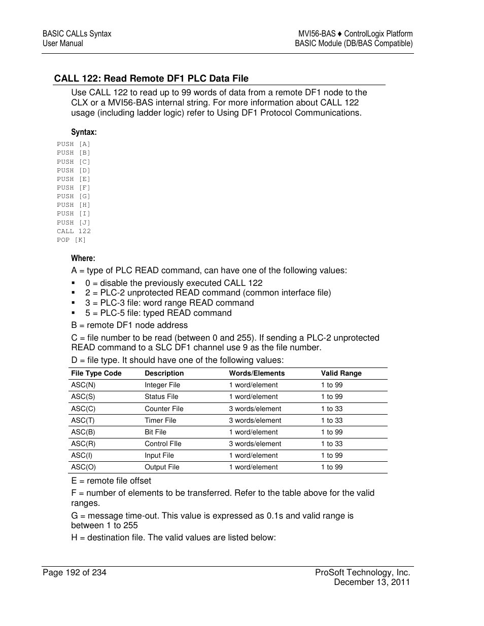 ProSoft Technology MVI56-BAS User Manual | Page 192 / 234
