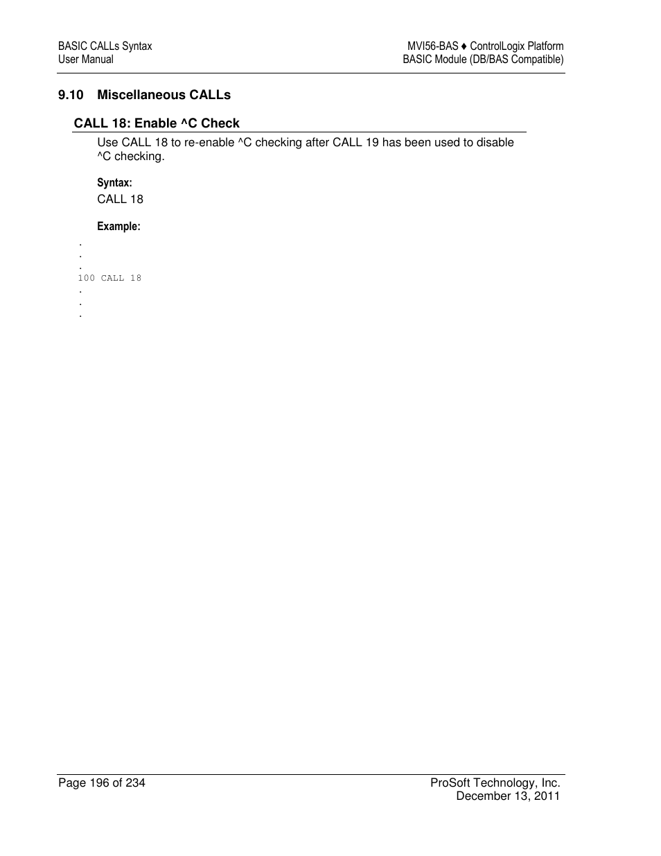 ProSoft Technology MVI56-BAS User Manual | Page 196 / 234