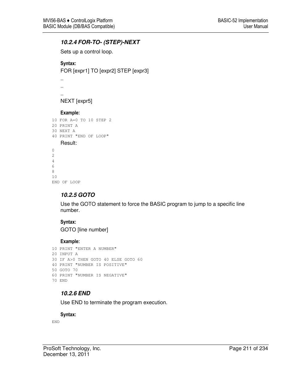 ProSoft Technology MVI56-BAS User Manual | Page 211 / 234