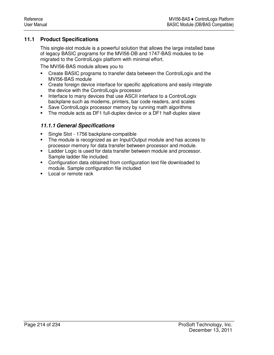 ProSoft Technology MVI56-BAS User Manual | Page 214 / 234