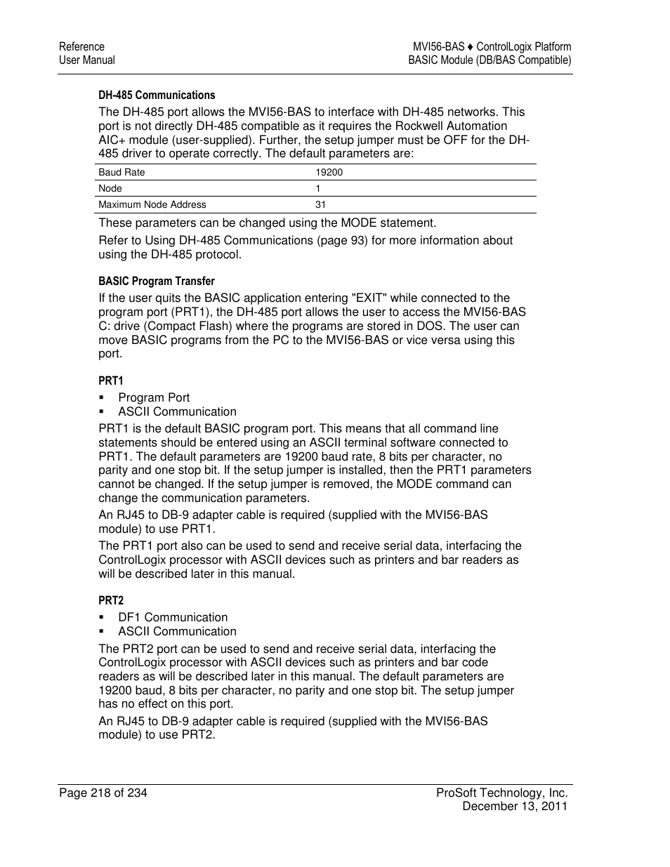 ProSoft Technology MVI56-BAS User Manual | Page 218 / 234