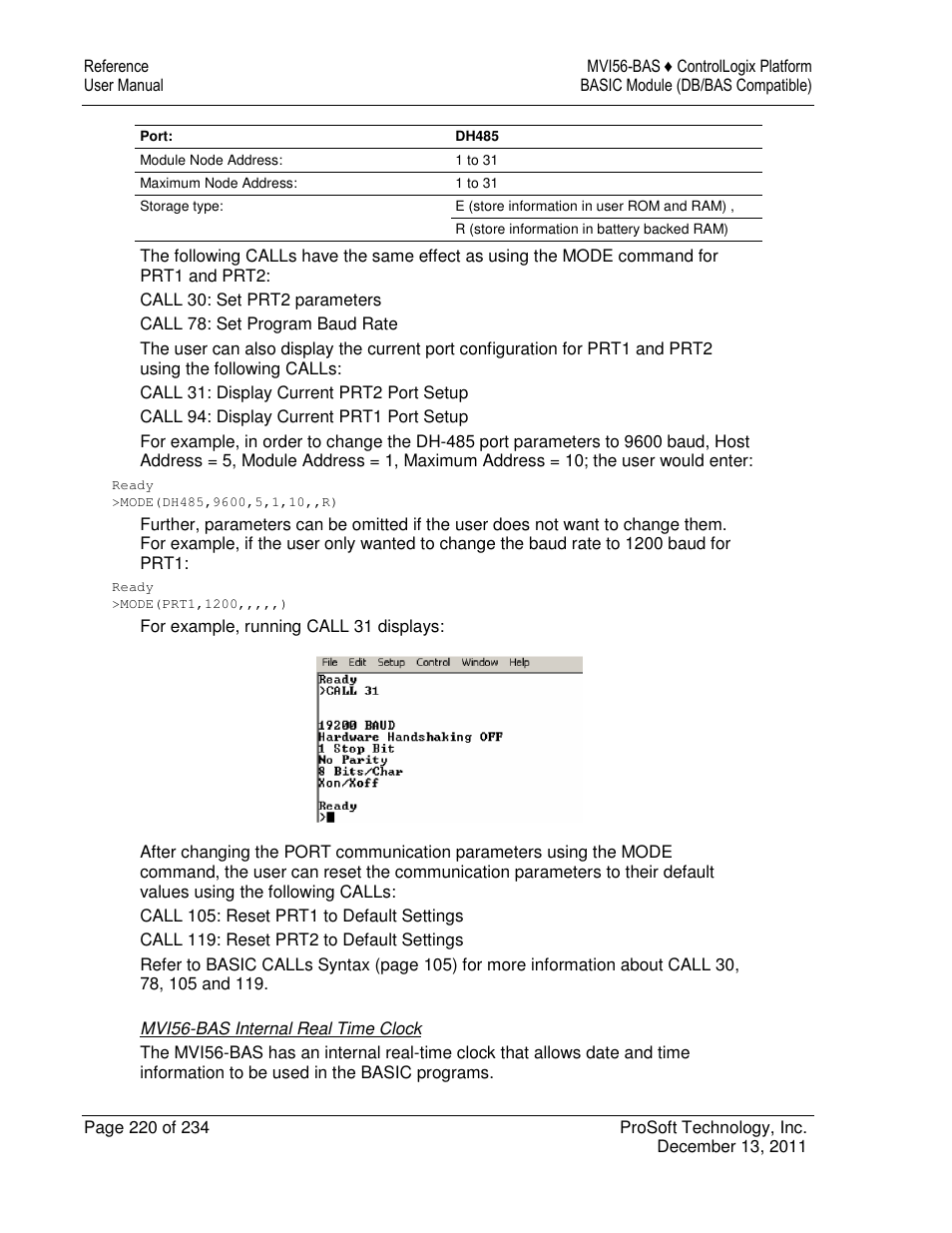 ProSoft Technology MVI56-BAS User Manual | Page 220 / 234