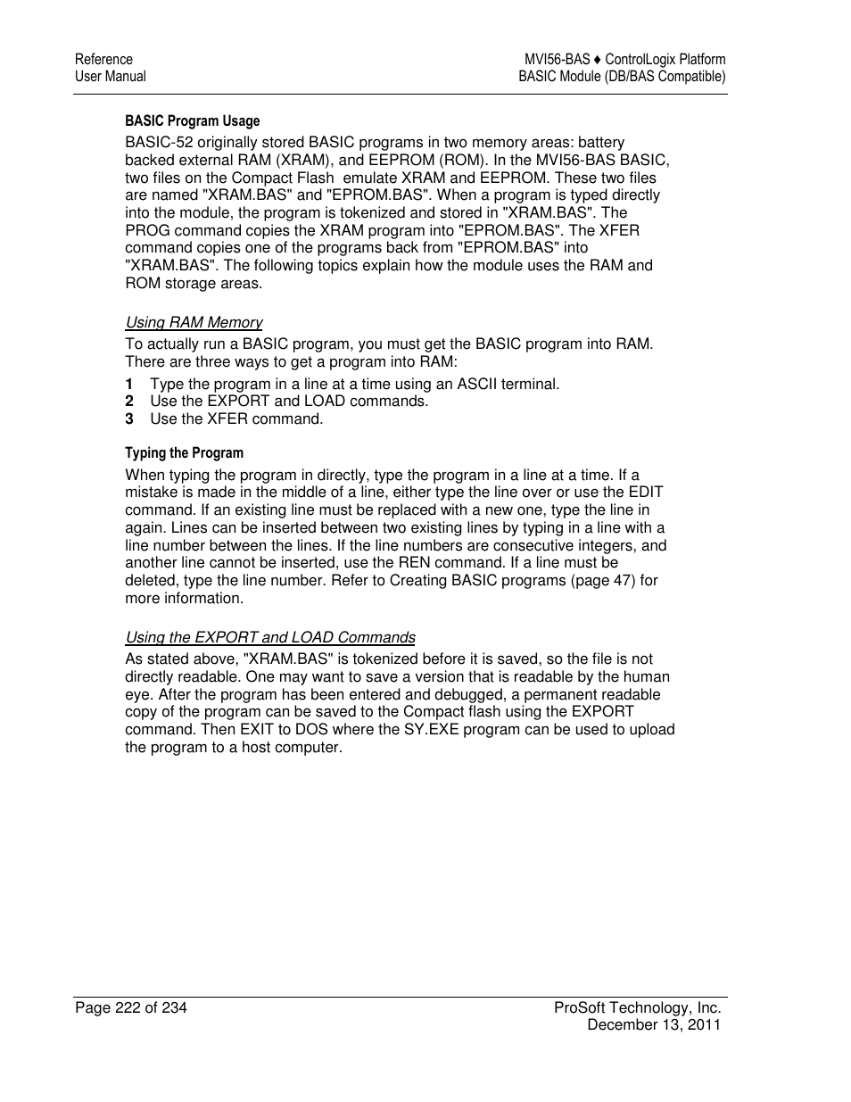 ProSoft Technology MVI56-BAS User Manual | Page 222 / 234