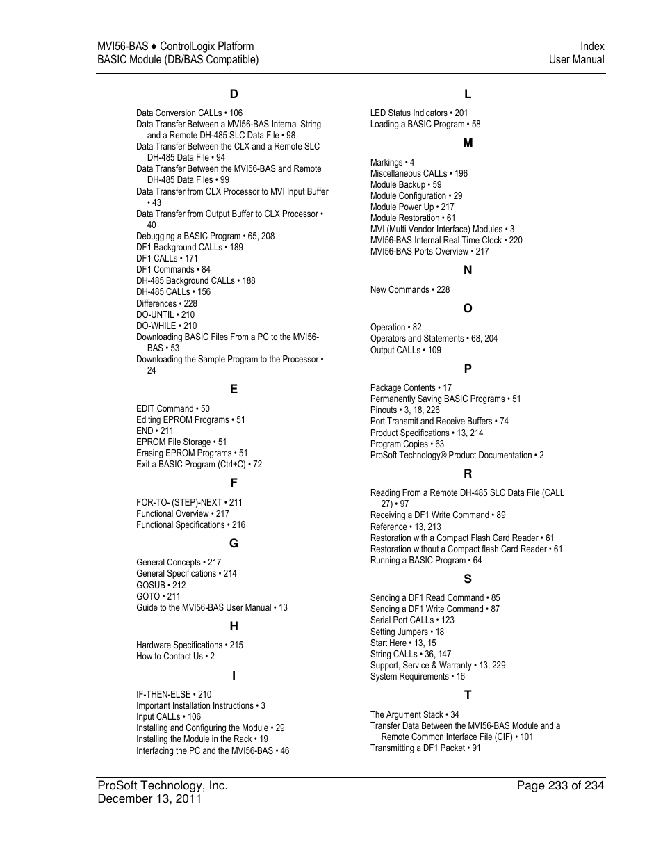 ProSoft Technology MVI56-BAS User Manual | Page 233 / 234