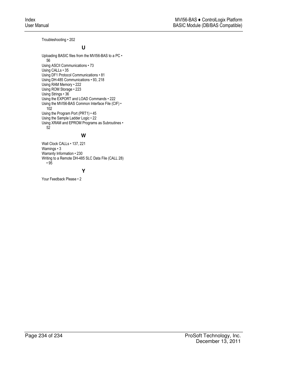 ProSoft Technology MVI56-BAS User Manual | Page 234 / 234