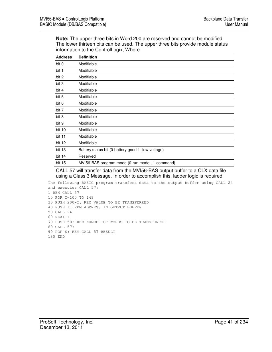 ProSoft Technology MVI56-BAS User Manual | Page 41 / 234