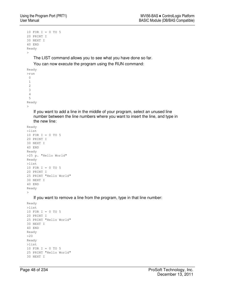 ProSoft Technology MVI56-BAS User Manual | Page 48 / 234