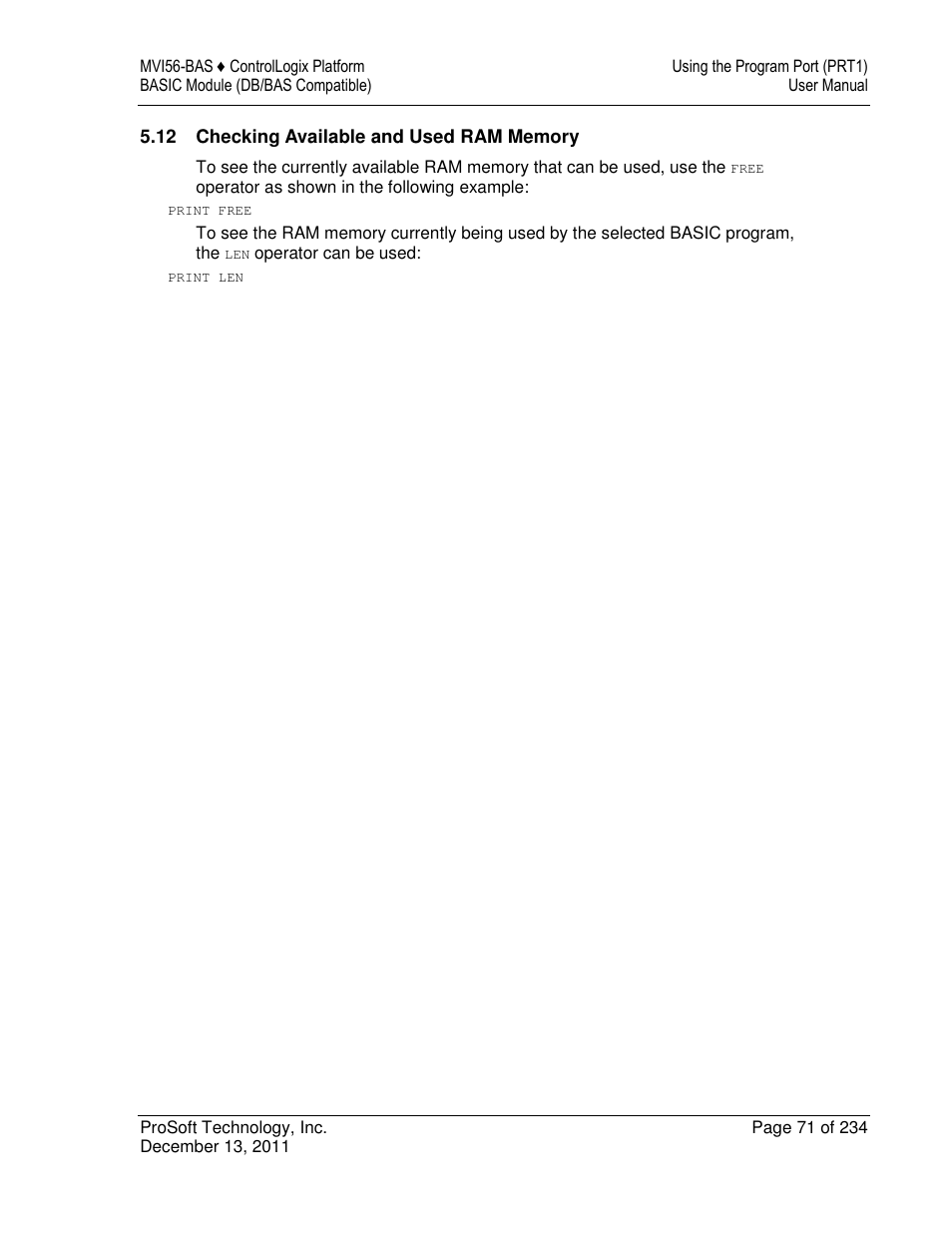 ProSoft Technology MVI56-BAS User Manual | Page 71 / 234
