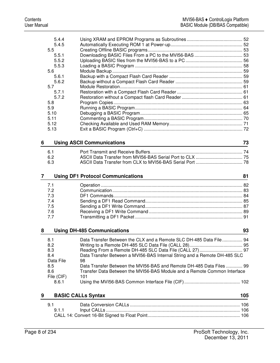 ProSoft Technology MVI56-BAS User Manual | Page 8 / 234