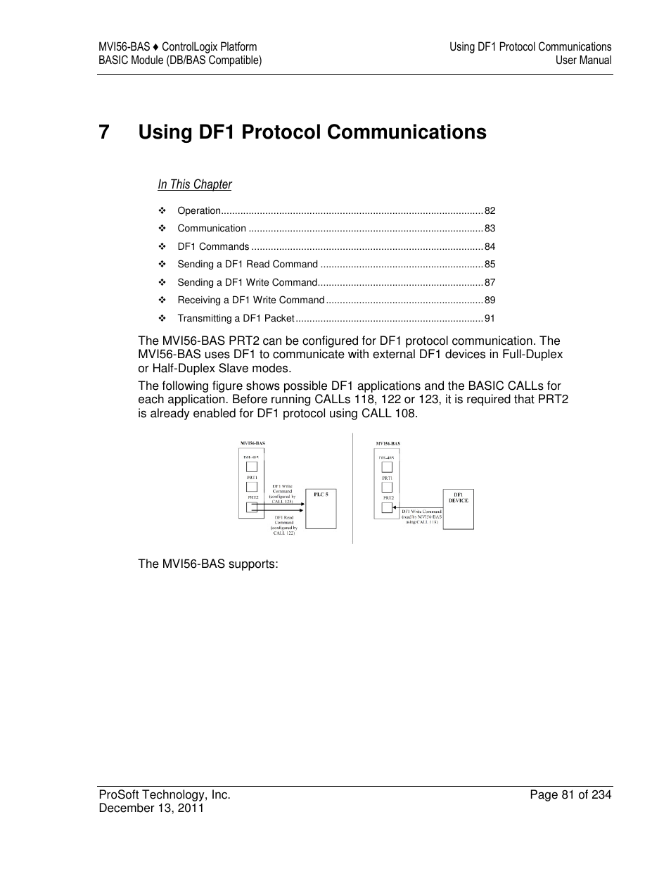 7using df1 protocol communications | ProSoft Technology MVI56-BAS User Manual | Page 81 / 234