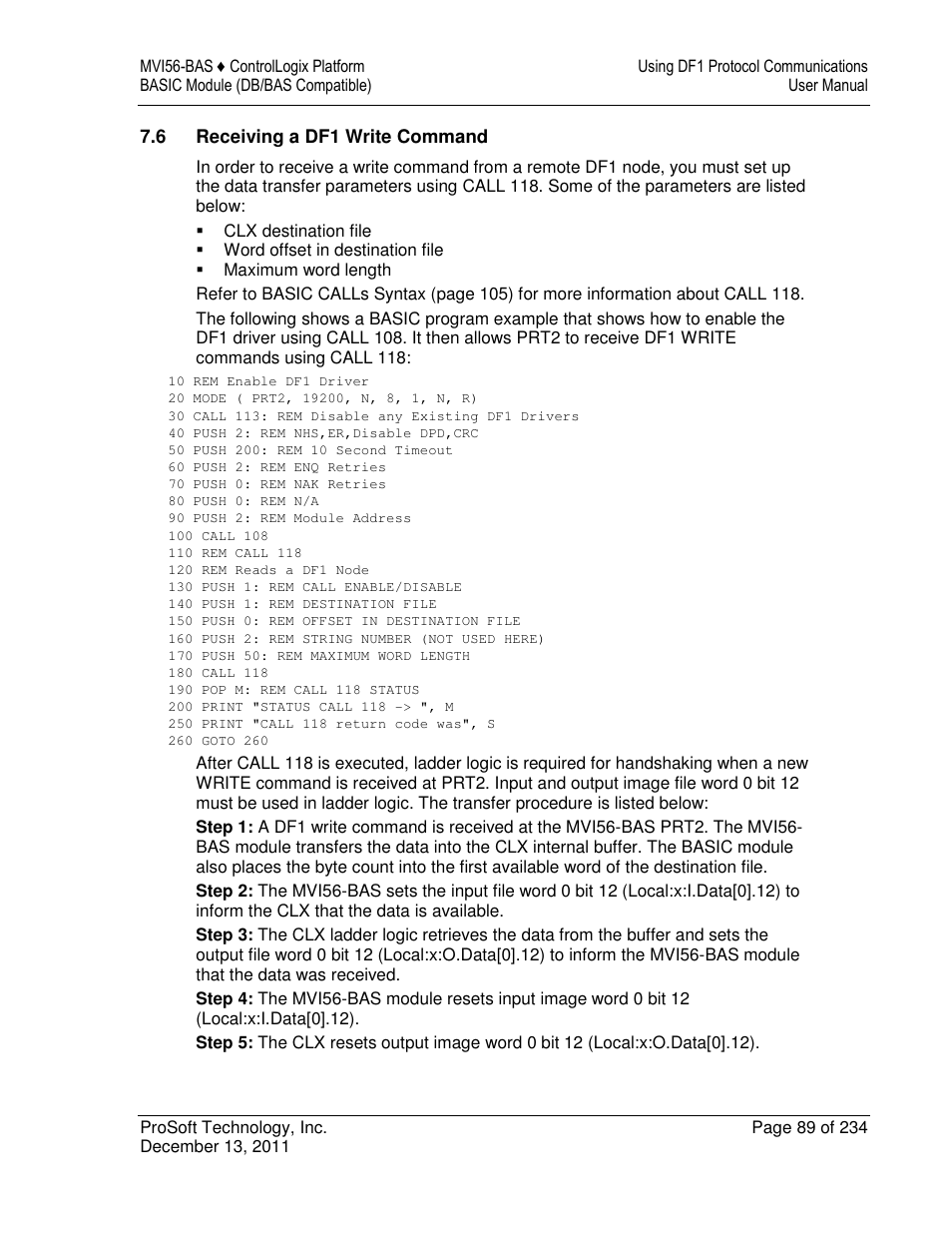 ProSoft Technology MVI56-BAS User Manual | Page 89 / 234
