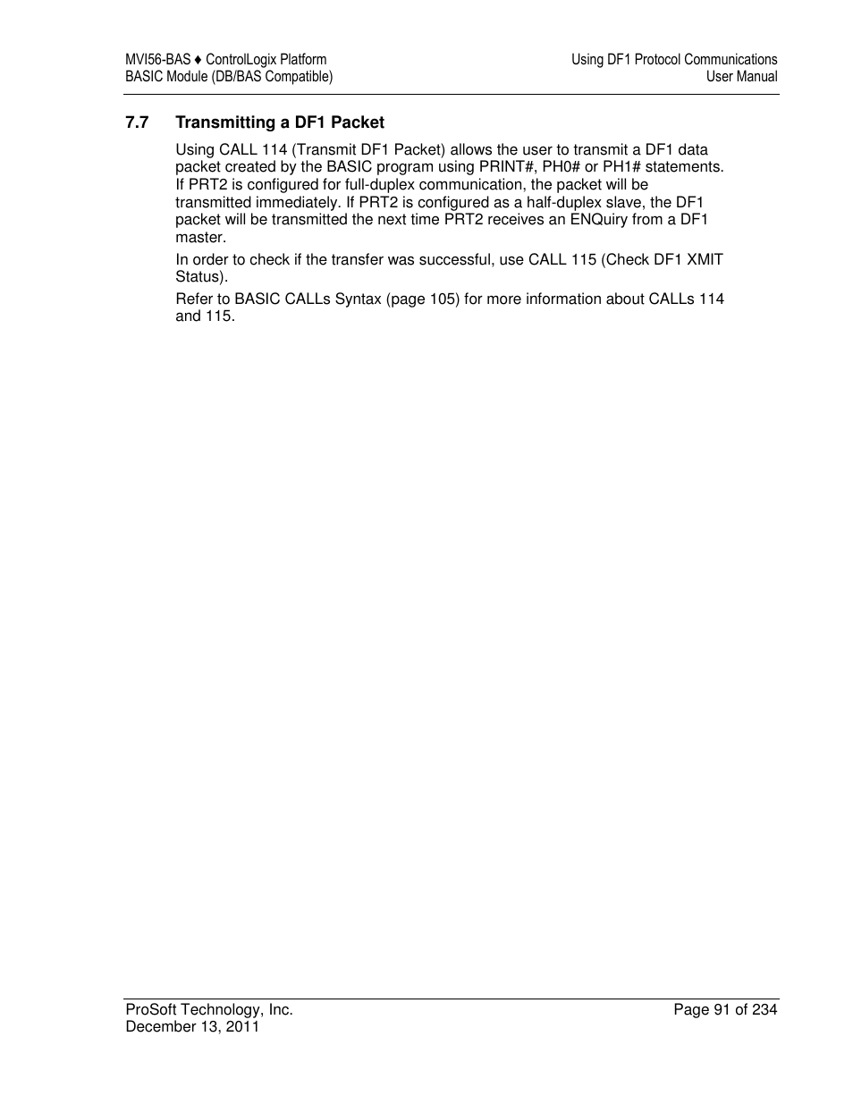 ProSoft Technology MVI56-BAS User Manual | Page 91 / 234