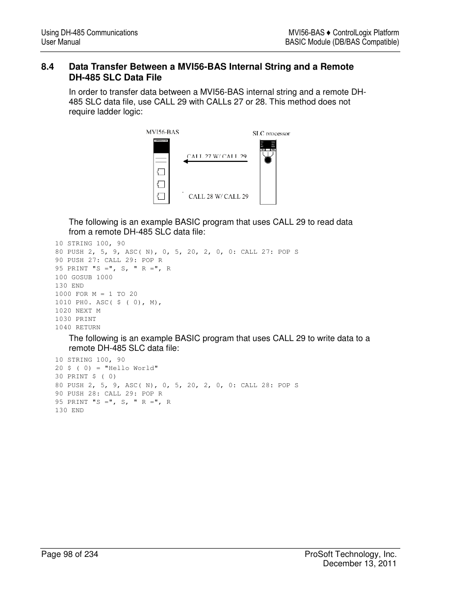 ProSoft Technology MVI56-BAS User Manual | Page 98 / 234