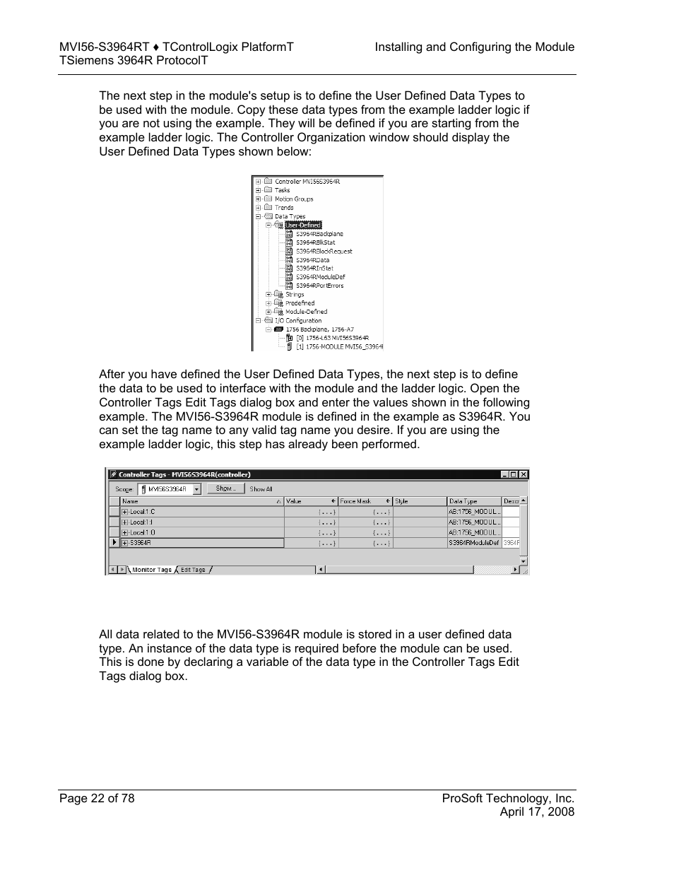 Module data object | ProSoft Technology MVI56-S3964R User Manual | Page 22 / 78