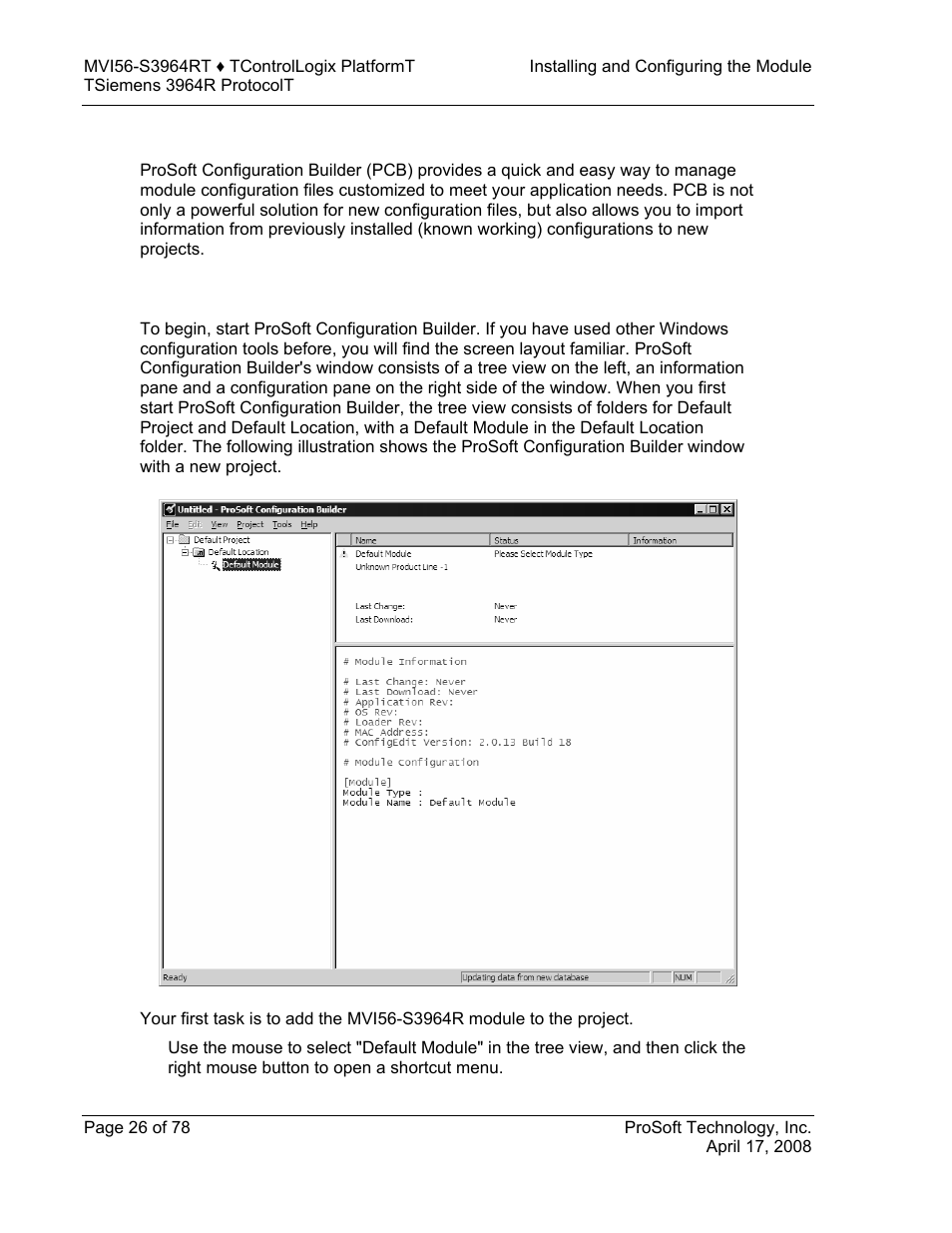 Prosoft configuration builder, Set up the project | ProSoft Technology MVI56-S3964R User Manual | Page 26 / 78