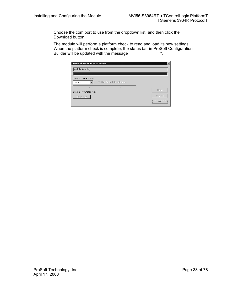 ProSoft Technology MVI56-S3964R User Manual | Page 33 / 78