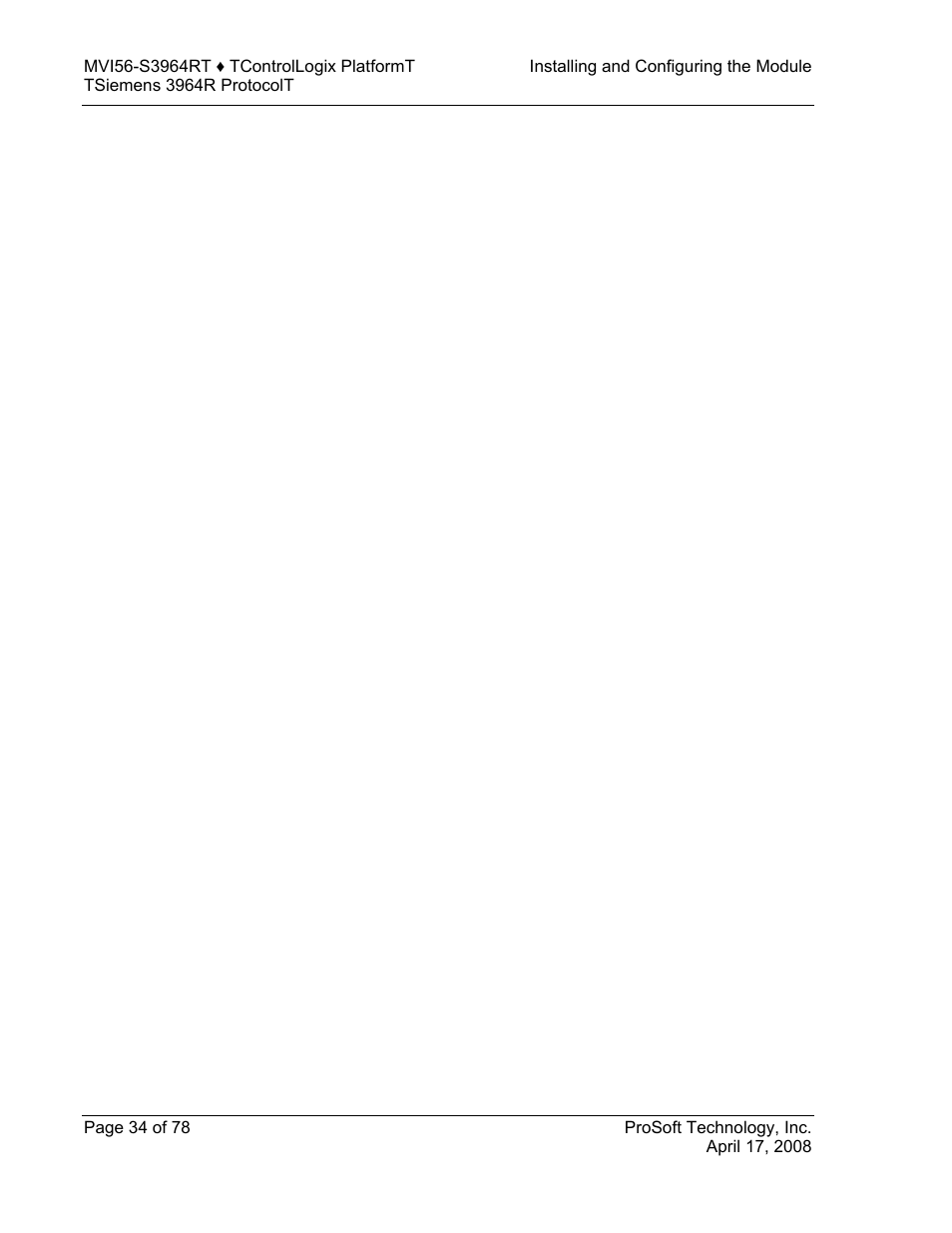 ProSoft Technology MVI56-S3964R User Manual | Page 34 / 78