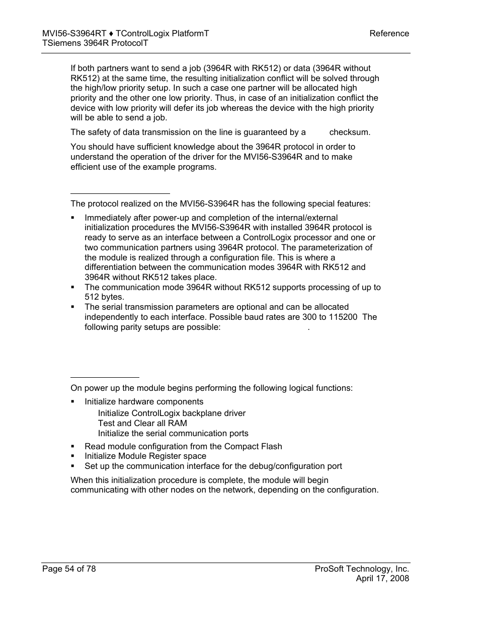 Mvi56-s3964r operation, General concepts, Module power up | ProSoft Technology MVI56-S3964R User Manual | Page 54 / 78