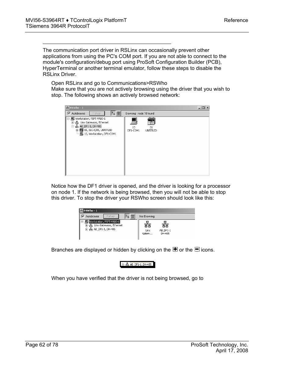 ProSoft Technology MVI56-S3964R User Manual | Page 62 / 78