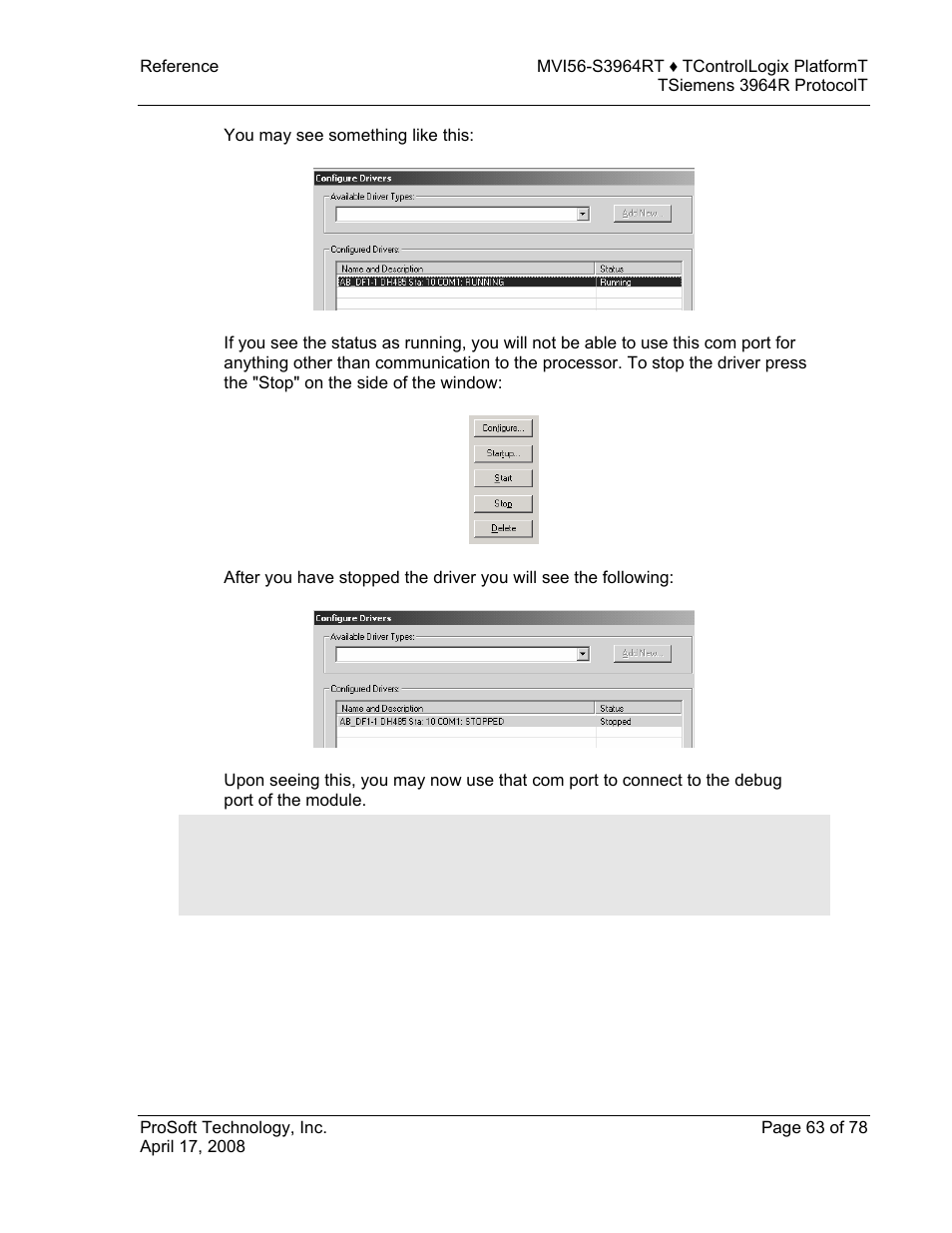 ProSoft Technology MVI56-S3964R User Manual | Page 63 / 78