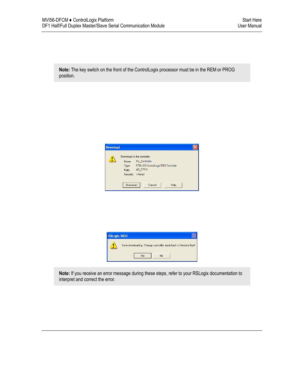 Downloading the sample program to the processor | ProSoft Technology MVI56-DFCM User Manual | Page 17 / 106