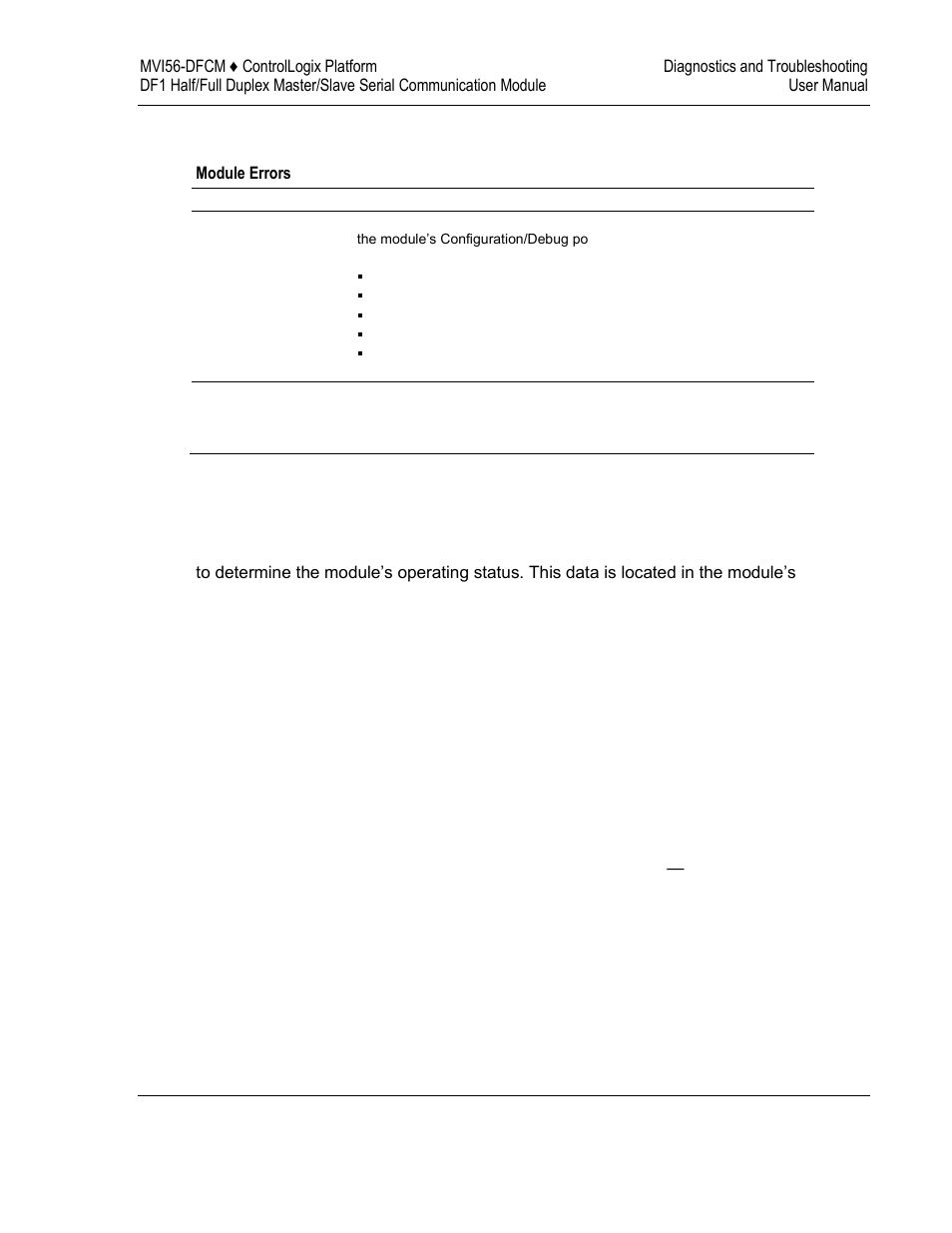 Reading status data from the module | ProSoft Technology MVI56-DFCM User Manual | Page 53 / 106