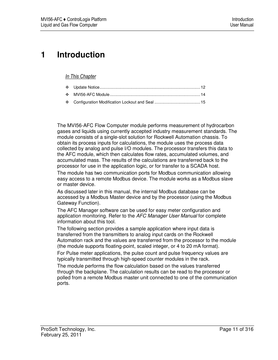 1introduction | ProSoft Technology MVI56-AFC User Manual | Page 11 / 316