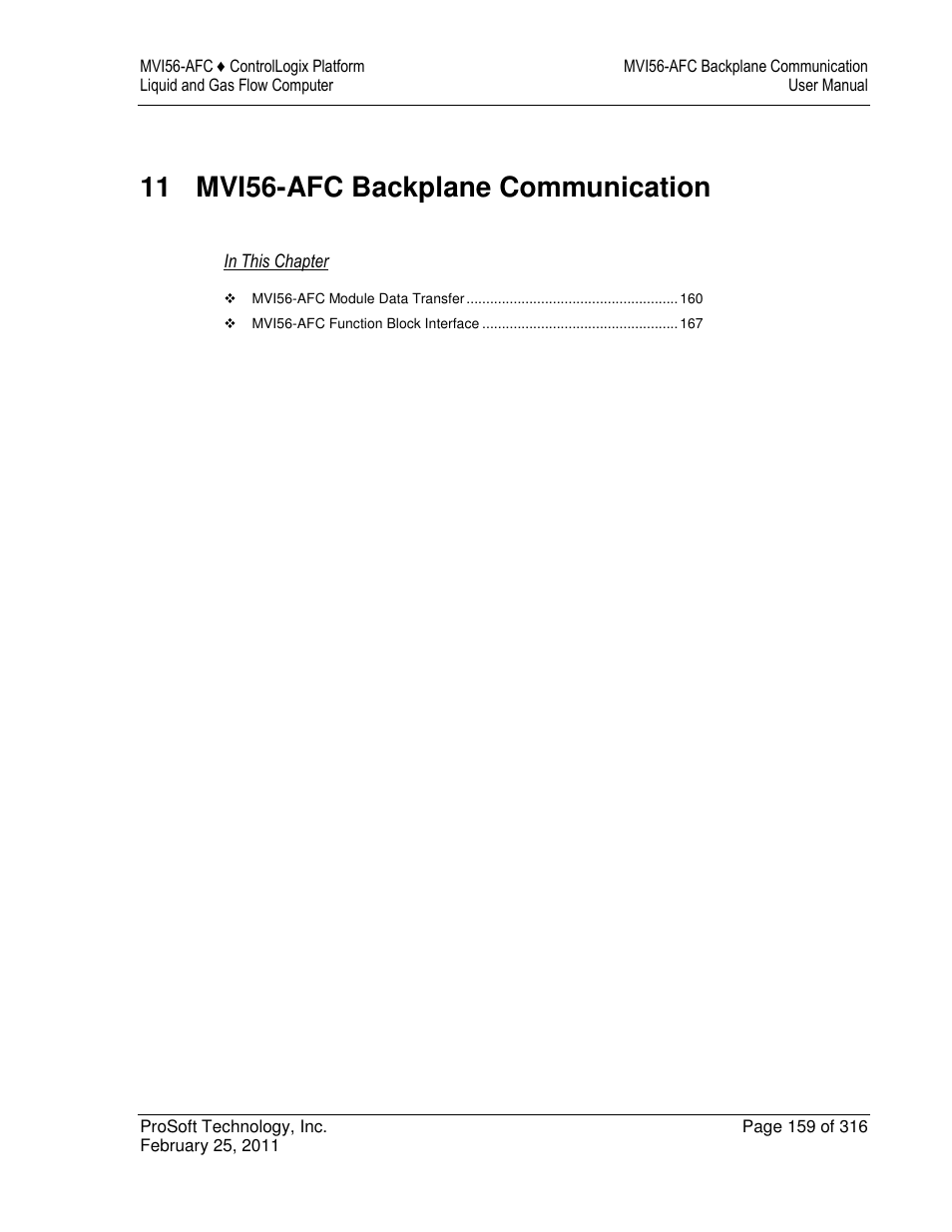 11 mvi56-afc backplane communication | ProSoft Technology MVI56-AFC User Manual | Page 159 / 316