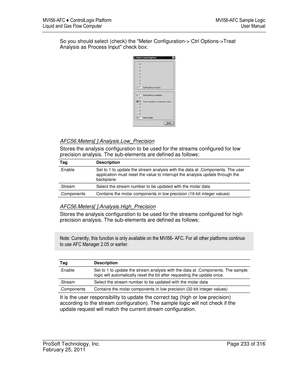 ProSoft Technology MVI56-AFC User Manual | Page 233 / 316