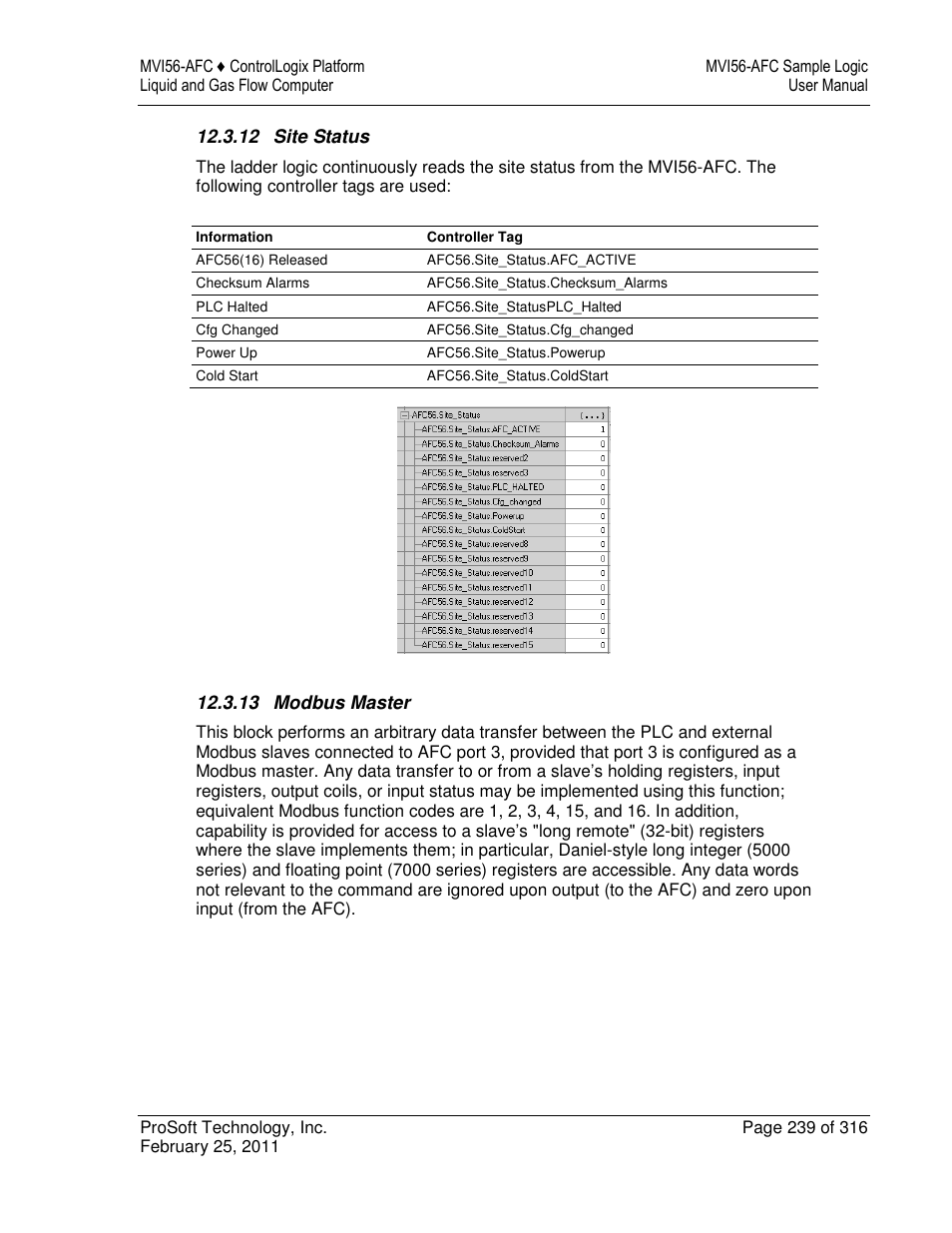 ProSoft Technology MVI56-AFC User Manual | Page 239 / 316