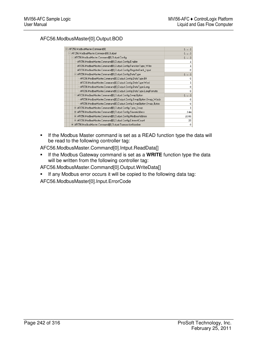 ProSoft Technology MVI56-AFC User Manual | Page 242 / 316