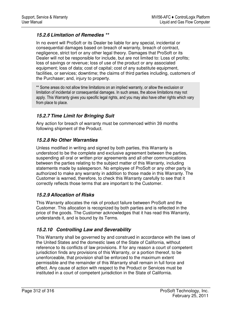 ProSoft Technology MVI56-AFC User Manual | Page 312 / 316