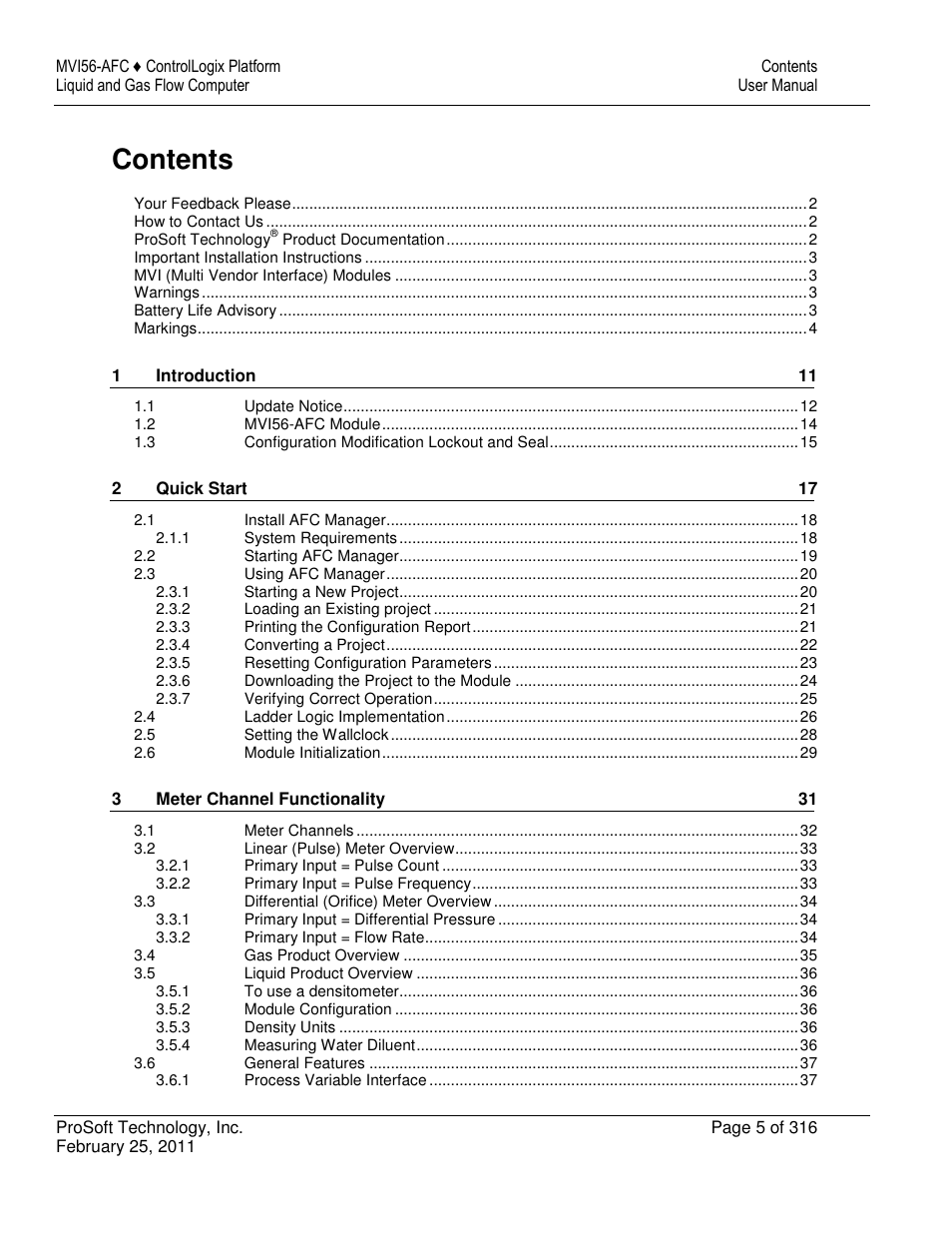 ProSoft Technology MVI56-AFC User Manual | Page 5 / 316