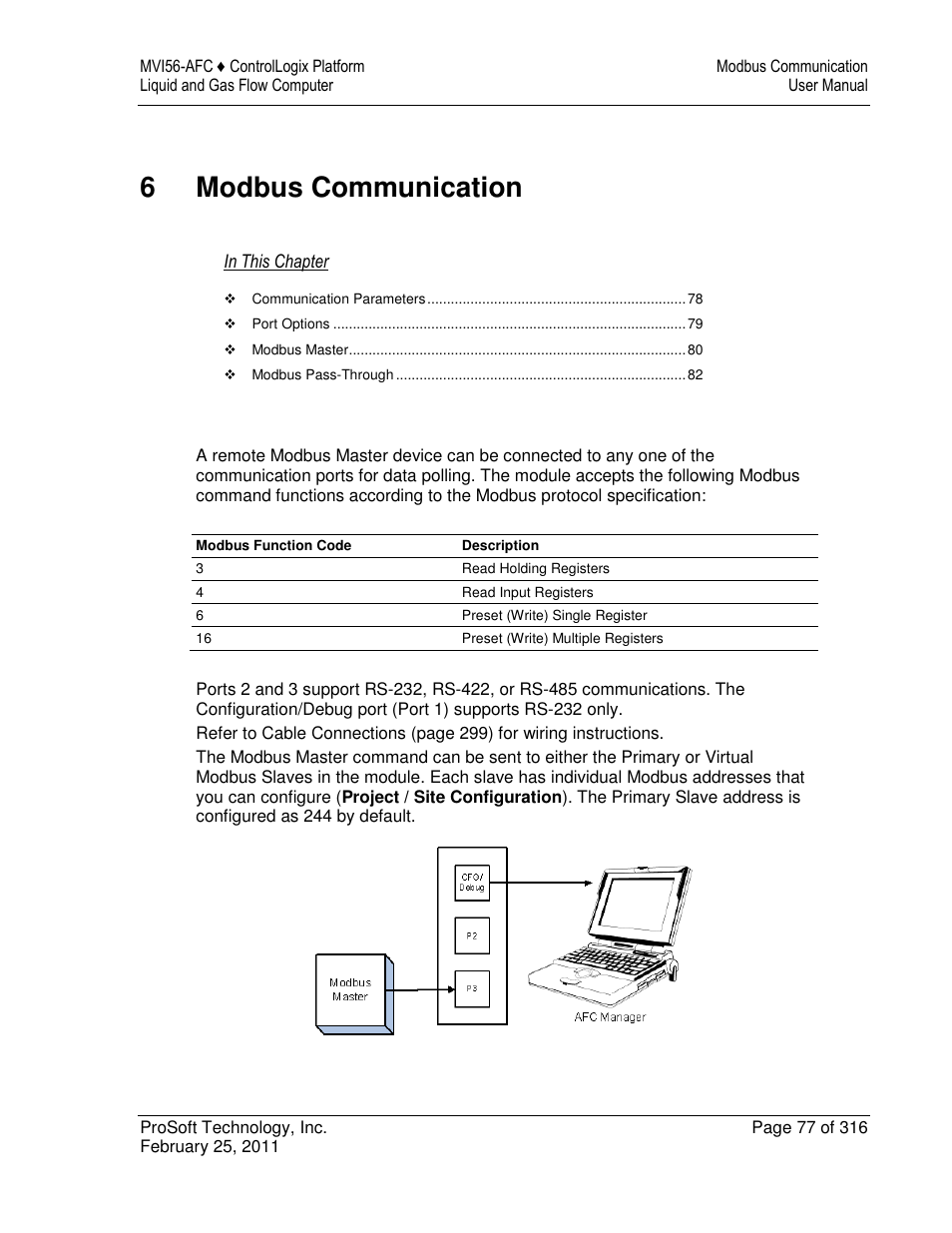 6modbus communication | ProSoft Technology MVI56-AFC User Manual | Page 77 / 316