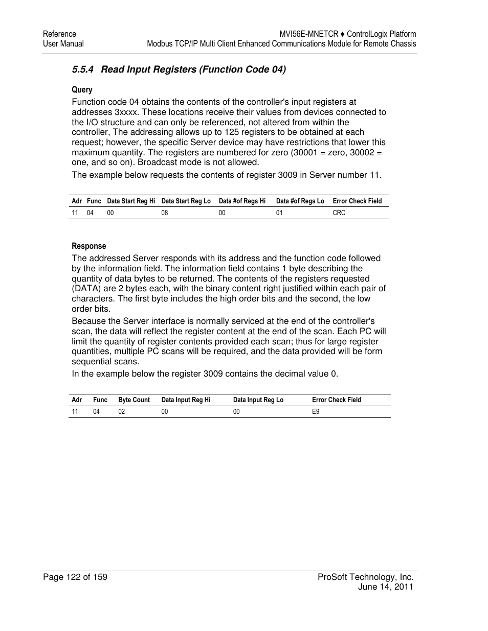 ProSoft Technology MVI56E-MNETCR User Manual | Page 122 / 159