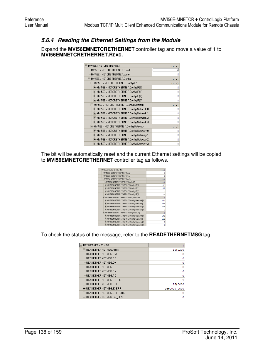 ProSoft Technology MVI56E-MNETCR User Manual | Page 138 / 159