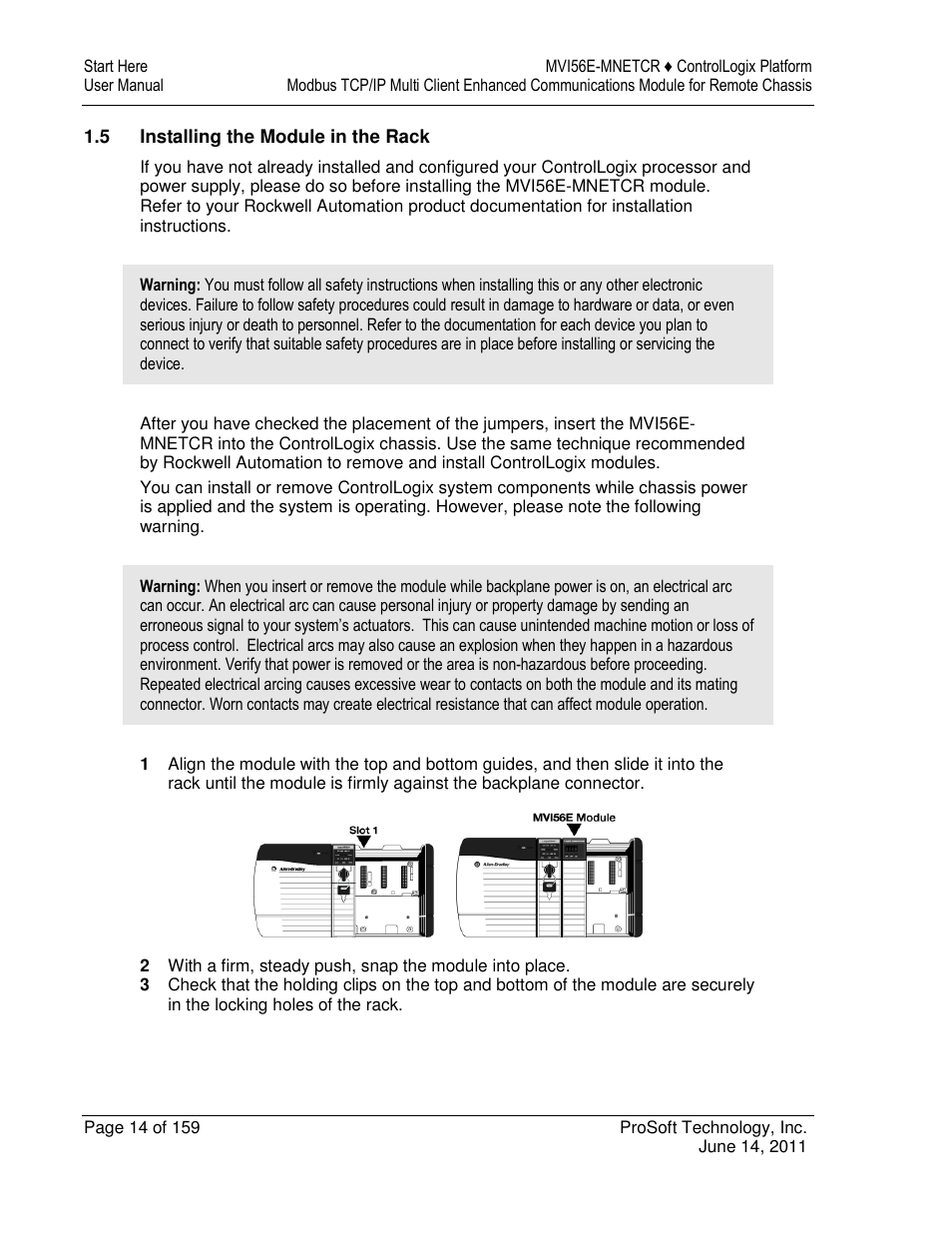 ProSoft Technology MVI56E-MNETCR User Manual | Page 14 / 159