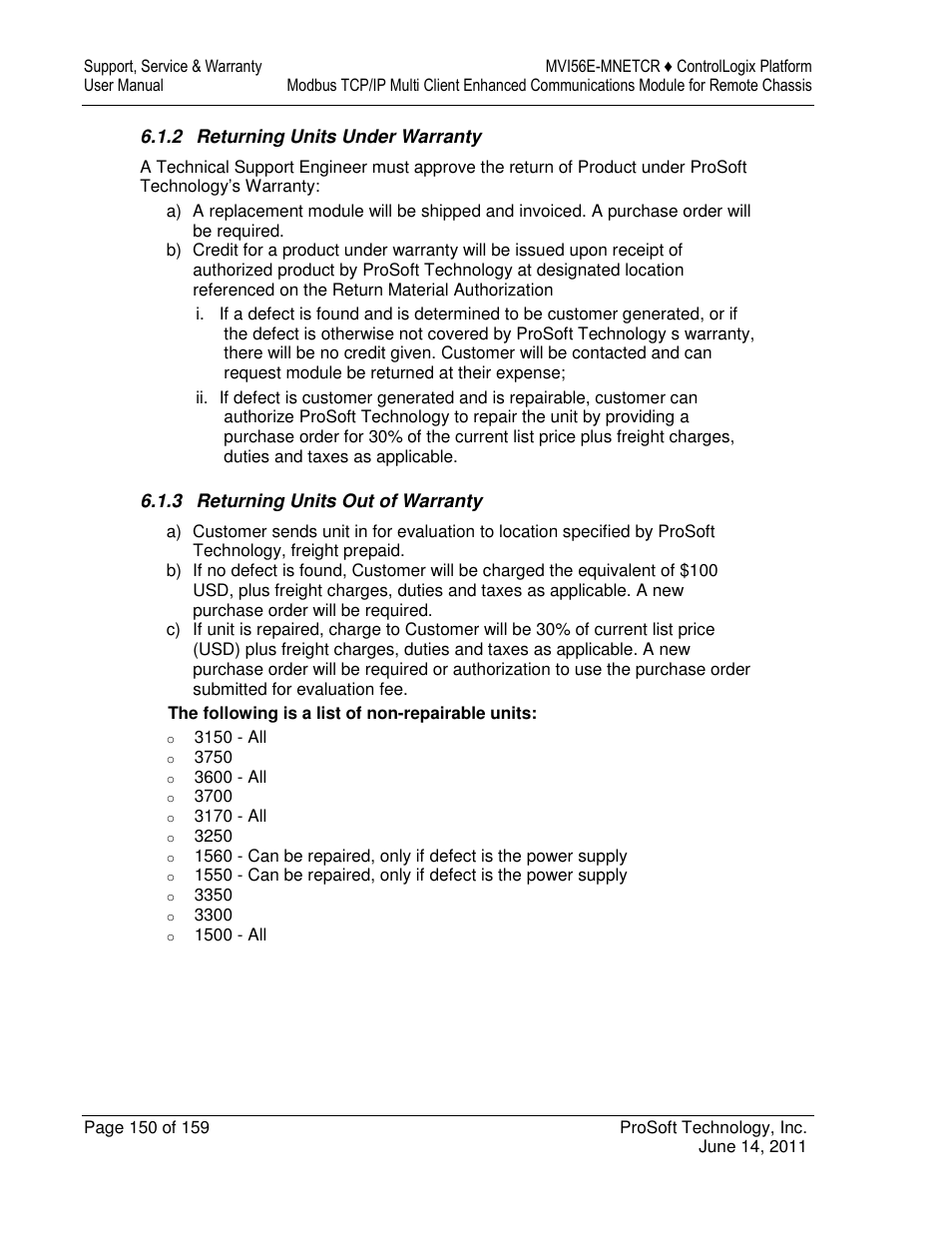 ProSoft Technology MVI56E-MNETCR User Manual | Page 150 / 159
