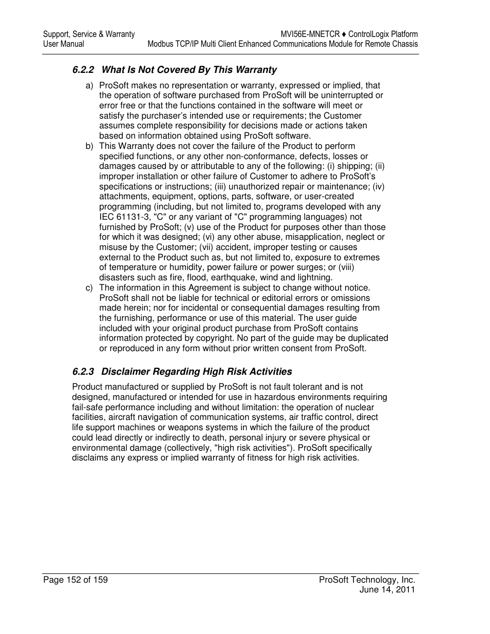 ProSoft Technology MVI56E-MNETCR User Manual | Page 152 / 159