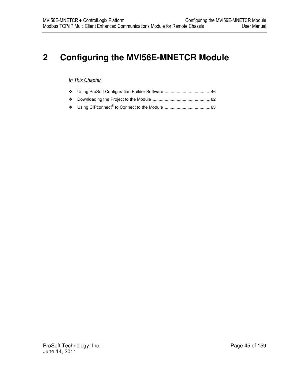 2configuring the mvi56e-mnetcr module | ProSoft Technology MVI56E-MNETCR User Manual | Page 45 / 159