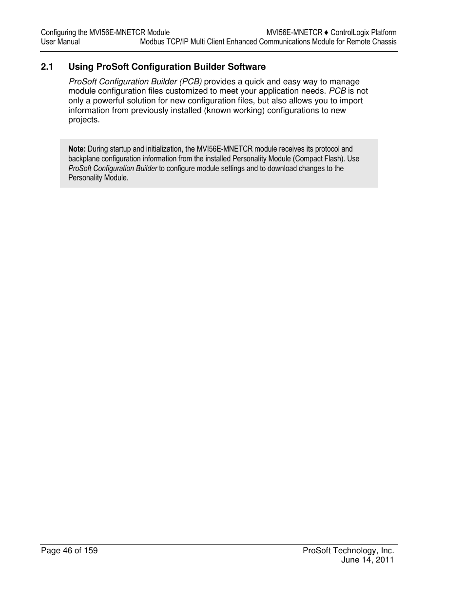 ProSoft Technology MVI56E-MNETCR User Manual | Page 46 / 159