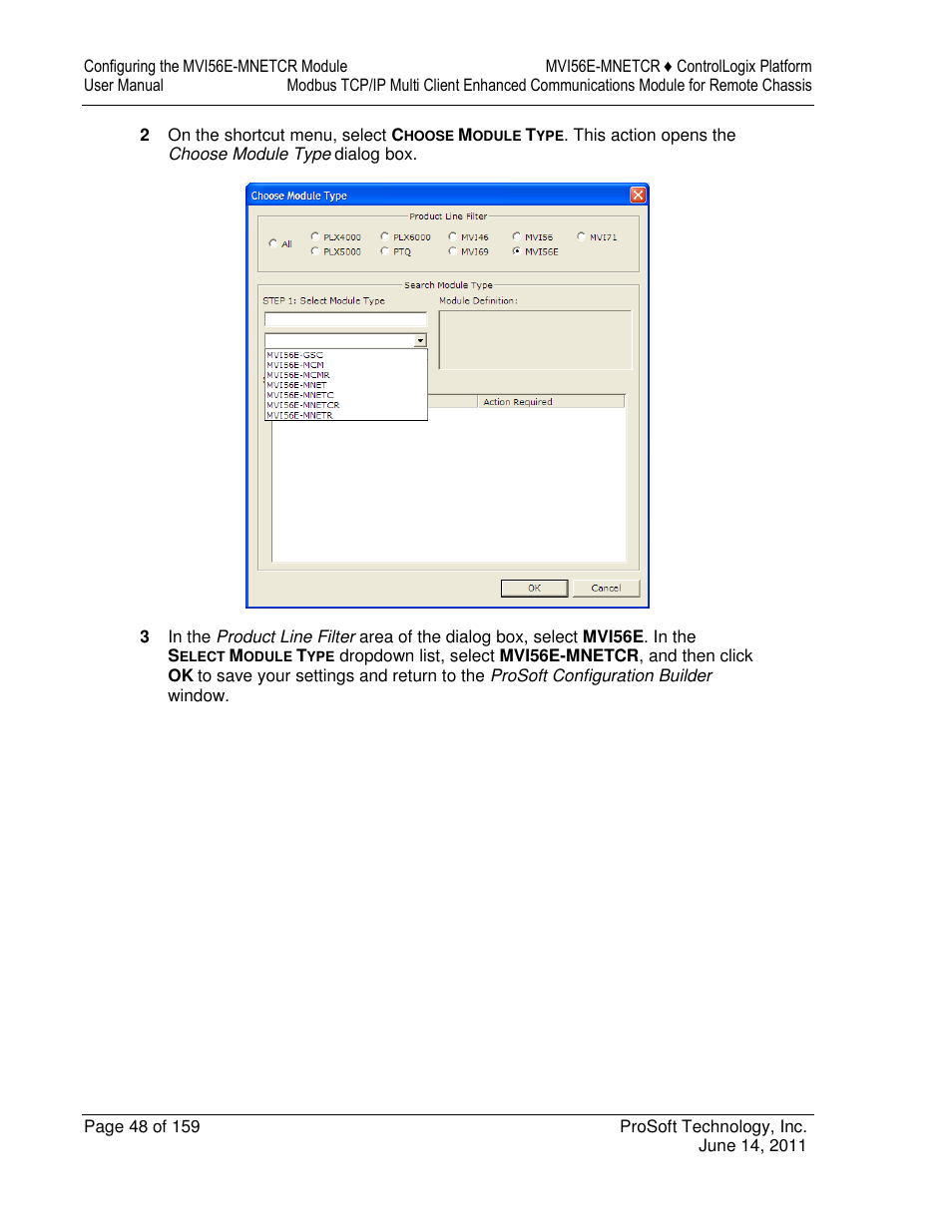 ProSoft Technology MVI56E-MNETCR User Manual | Page 48 / 159