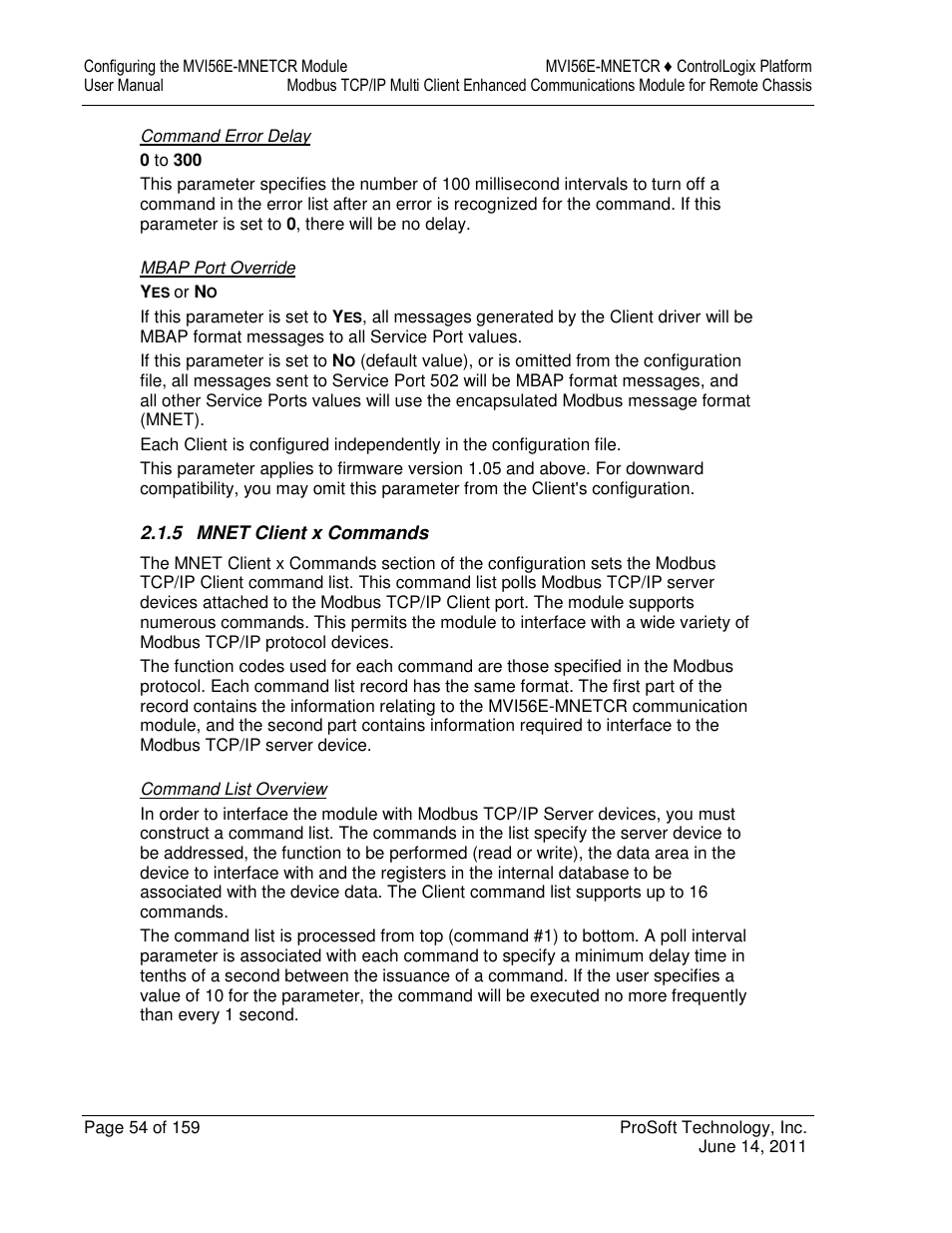 ProSoft Technology MVI56E-MNETCR User Manual | Page 54 / 159