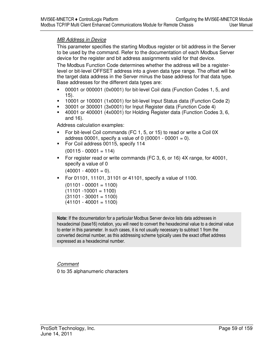ProSoft Technology MVI56E-MNETCR User Manual | Page 59 / 159