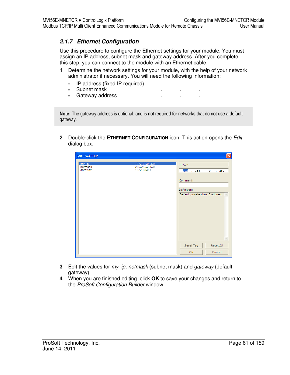 ProSoft Technology MVI56E-MNETCR User Manual | Page 61 / 159