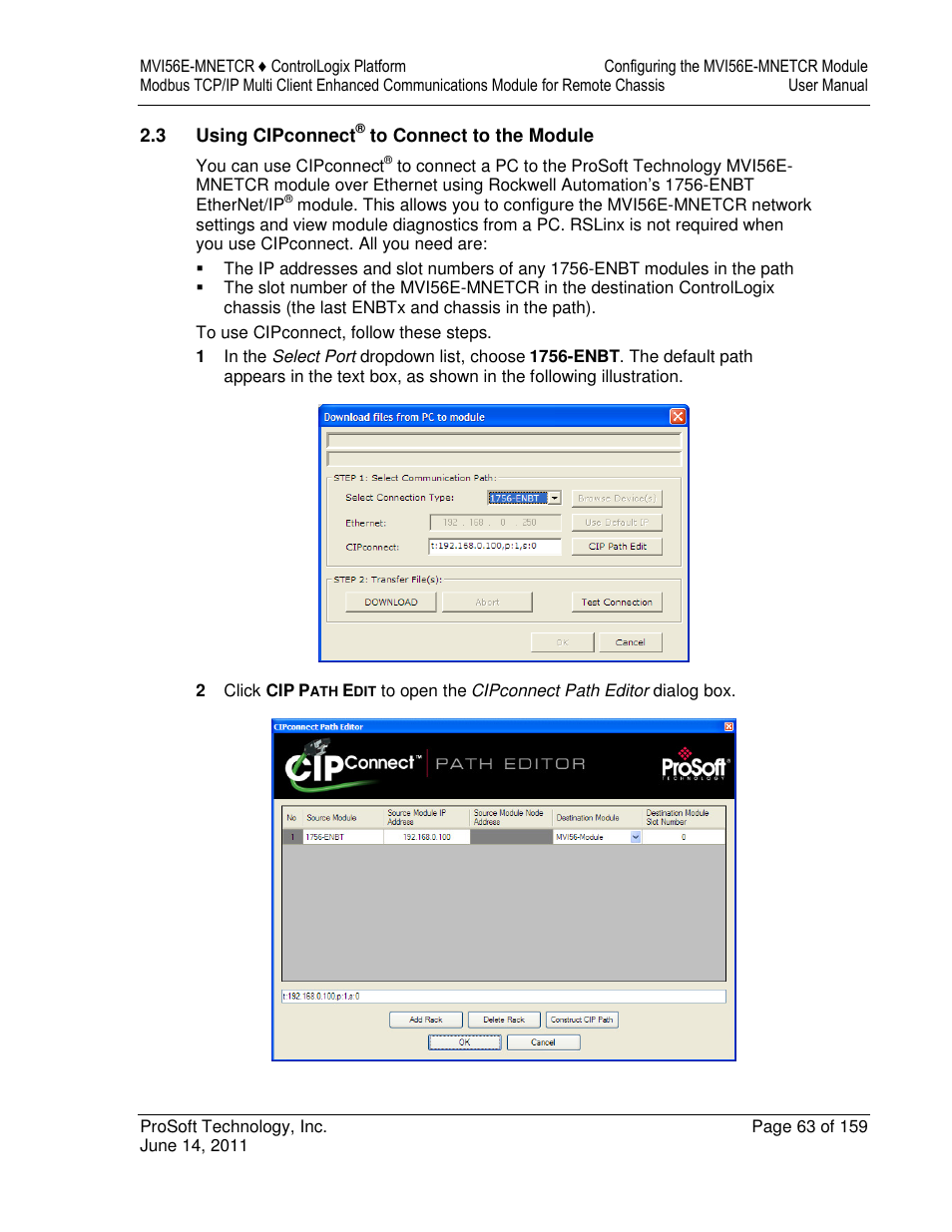 ProSoft Technology MVI56E-MNETCR User Manual | Page 63 / 159