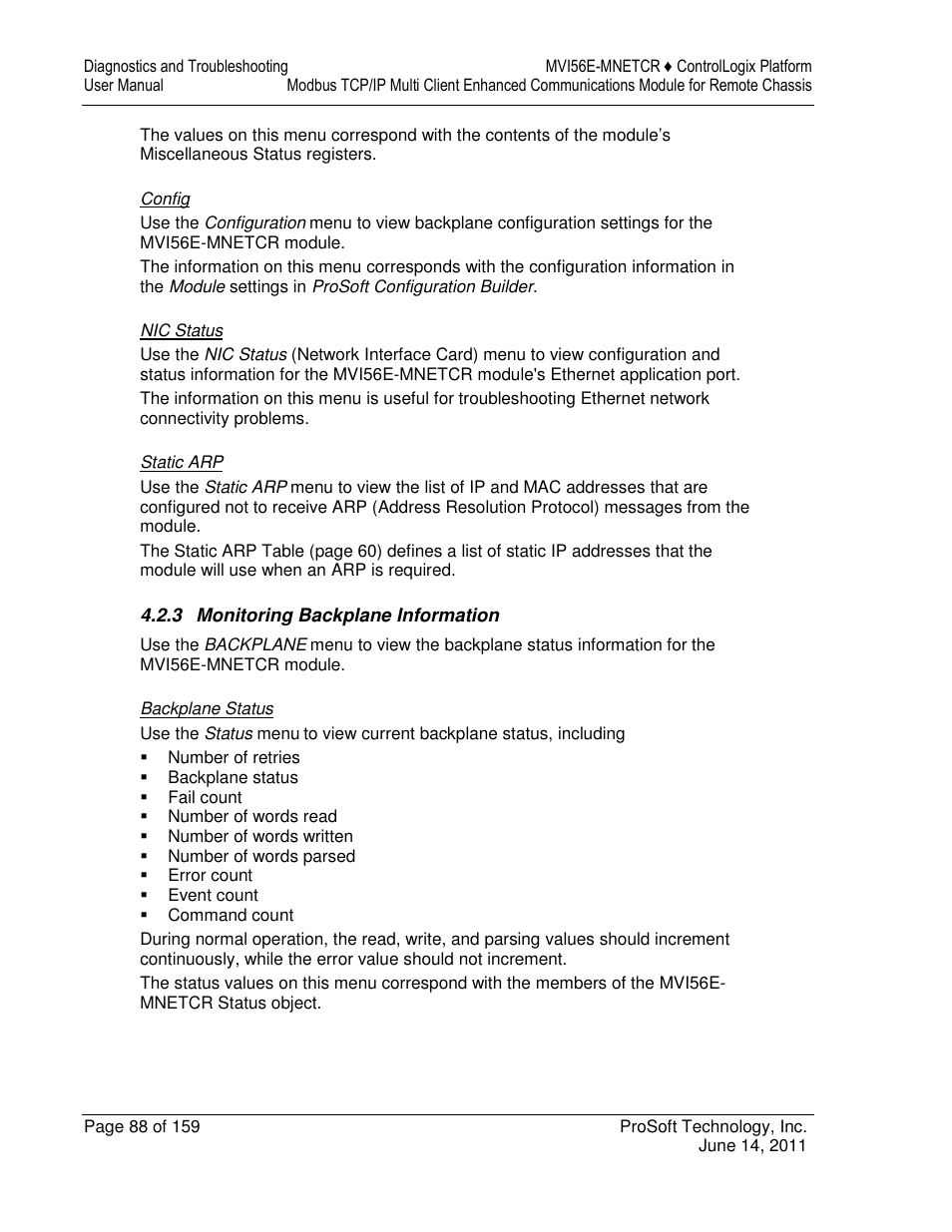 ProSoft Technology MVI56E-MNETCR User Manual | Page 88 / 159