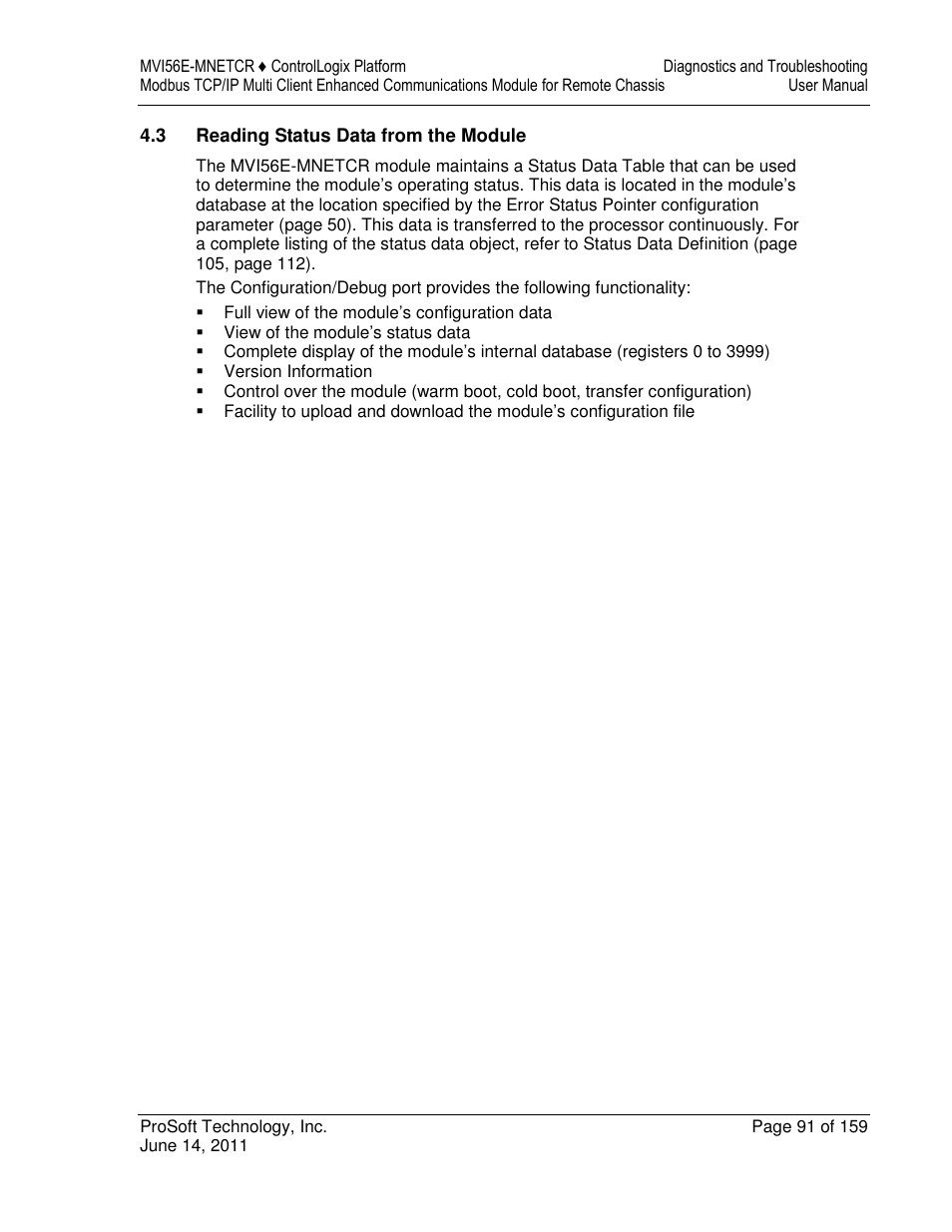 ProSoft Technology MVI56E-MNETCR User Manual | Page 91 / 159